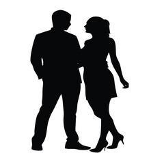 Couple in love man and woman together black silhouette vector illustration