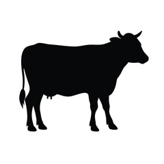 Cow graphic icon. Cow black silhouette isolated on white background. Vector illustration