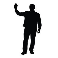 Man standing and waving with his hand Silhouette