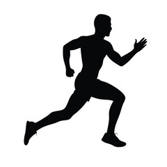 Dynamic black vector silhouette illustration of a running athlete