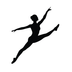 Ballet Jumping Dancer silhouette on withe background
