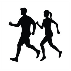 Silhouette of a young man running vector illustration of a runner in action sport athlete jogging fitness