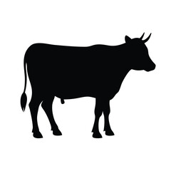 Cow graphic icon. Cow black silhouette isolated on white background. Vector illustration