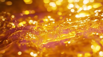 Golden bokeh texture with shimmering spots and glistening droplets for elegant background design and artistic presentations