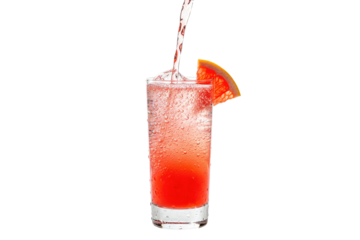 pouring a refreshing sparkling pink grapefruit soda into a glass