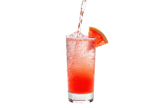 pouring a refreshing sparkling pink grapefruit soda into a glass