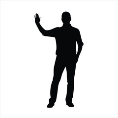 Man standing and waving with his hand Silhouette