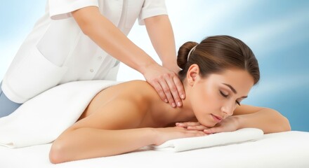 Obraz premium A woman receives a relaxing massage from a woman masseuse. Wellness and beauty treatment for health and relaxation.