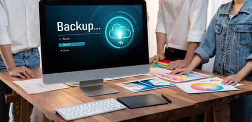 Backup Storage Data Internet Technology Business concept. Database storage cloud technology file...