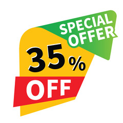 Up to 35 percent off sale, promotional discount icons set, discount offer price sign, special offer symbol, save 35% percentages vector icon