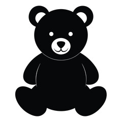 Fototapeta premium Adorable Black Teddy Bear Silhouette Cute Cartoon Illustration