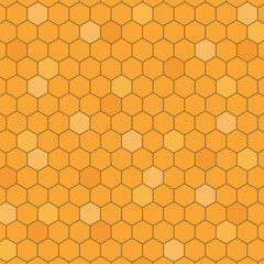 Realistic Honeycomb Hexagon Pattern Background. Seamless beehive texture in Orange Tones. Geometric Tile Design, Abstract Repeating Texture, Modern Digital Wallpaper, Backdrop Decorative Vector Art.