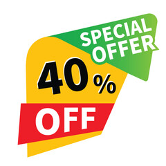 Up to 40 percent off sale, promotional discount icons set, discount offer price sign, special offer symbol, save 40% percentages vector icon