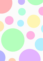 手描き素材　カラフルな円が大小散らばった水玉模様　抽象背景イラスト