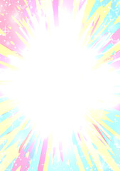 手描き素材　ポップなエフェクトの弾けだすカラフルな集中線　抽象背景イラスト