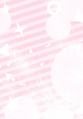 手描き素材　ピンクの斜めストライプとキラキラ飛び散る記号図形　抽象背景イラスト