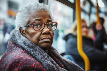 Elderly African American Women Traveling on Public Transport