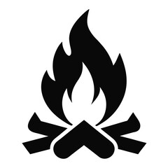 Campfire Icon Black and White Flame Illustration