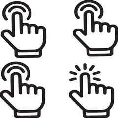 Illustration of four hand icons with index finger extended and circular touch indicators above them