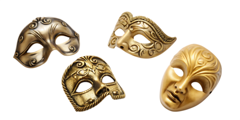 set of opera mask  isolated on white background PNG ,AI GENERATED