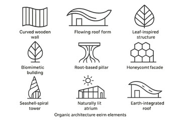 Modern eco-friendly architectural elements with organic design inspiration