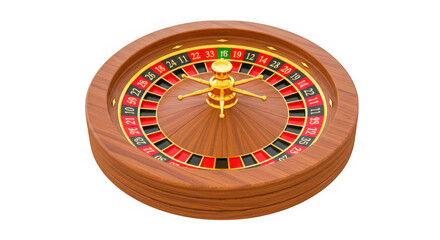 Obraz premium Classic american roulette wheel with golden spindle isolated on transparent background