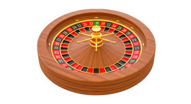 Classic american roulette wheel with golden spindle isolated on transparent background - Powered by Adobe