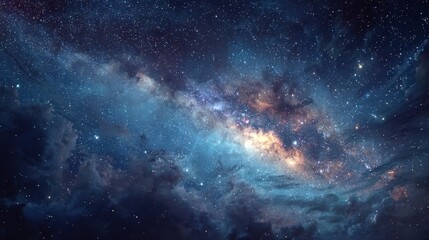 Fototapeta premium Captivating illustration of an expansive deep space galaxy filled with stars, gas, and cosmic dust