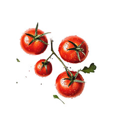 Red Tomato Delights: A close-up shot of fresh, vibrant red tomatoes, adorned with water droplets. A culinary delight, captured in a vivid and appetising photographic style.