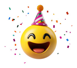 PNG Yellow party emoji face background confetti hat.