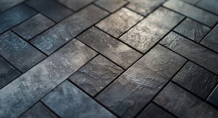 Textured Grey Brick Floor with Herringbone Pattern