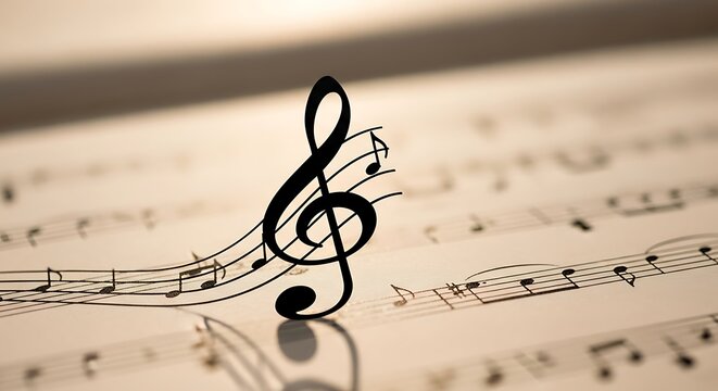 Treble Clef and Musical Notes on Sheet Music