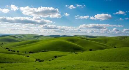 Obraz premium Rolling Green Hills Under Blue Sky