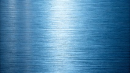 A brushed blue metal texture reflects light, creating a shiny, industrial background