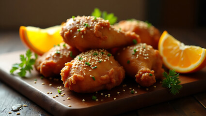 Fried Chicken on Wooden Background for National Fried Chicken Day