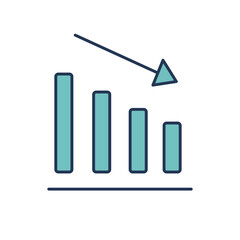 Declining Bar Chart Vector Icon.