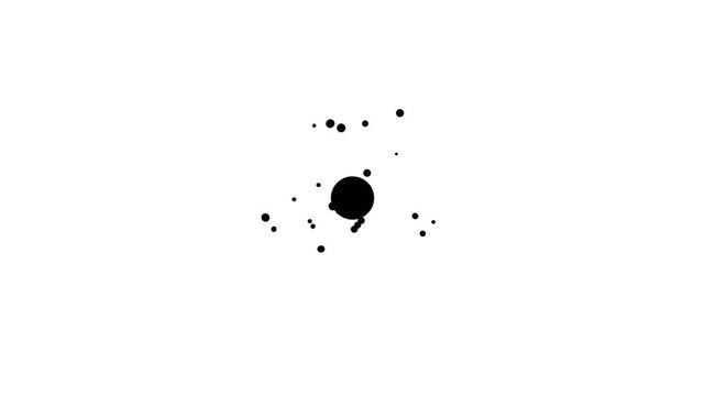 Dynamic particles orbiting central object on clean white background