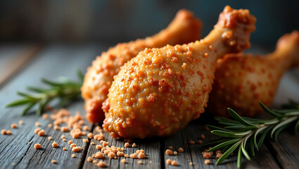 Fried Chicken on Wooden Background for National Fried Chicken Day