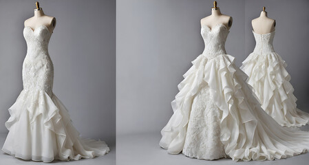 white wedding dress on mannequin