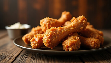 Fried Chicken on Wooden Background for National Fried Chicken Day