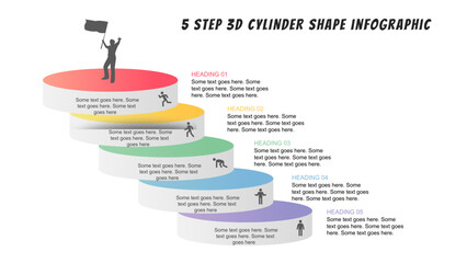 6-Layer 3D Circular Step Diagram – Business Progress PowerPoint Template. Fully editable vector SVG file compatible with PowerPoint, Illustrator, and most vector-based applications.