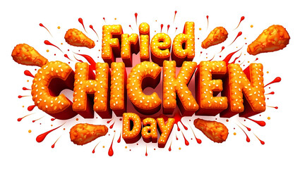 National Fried Chicken Day Banner with Realistic Crispy Fried Chicken