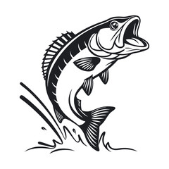 Leaping Fish A Striking Black and White Illustration