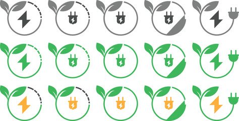 Eco Friendly Renewable Energy Icon – Green Power and Energy Saving Vector Illustration