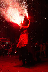 Spanish traditional fire festival Correfoc