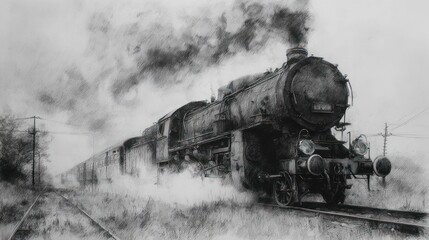 Fototapeta premium Vintage steam train in motion