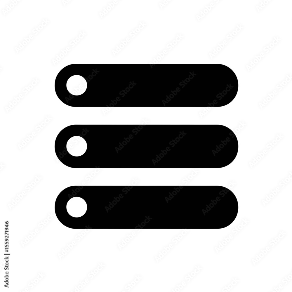 Fototapete three rounded horizontal menu buttons with circular icons isolated on transparent background