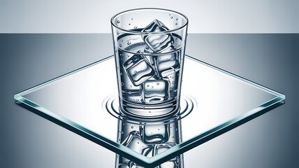 Clear water ice cubes glass image
