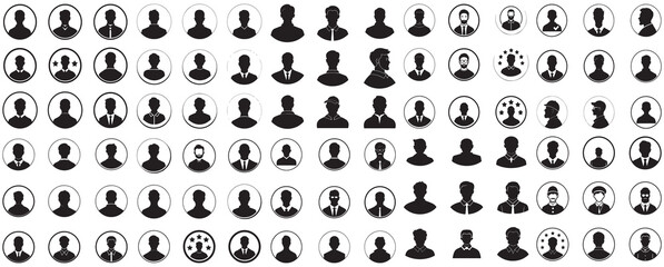 User Interface Male Profile Icons - A large set of headshot symbols and avatars for web and mobile applications