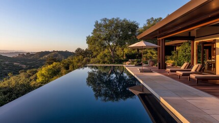 Contemporary House with Infinity Pool, Expansive Open Views, Modern Architecture, Luxurious Outdoor Living Space, Serene Environment